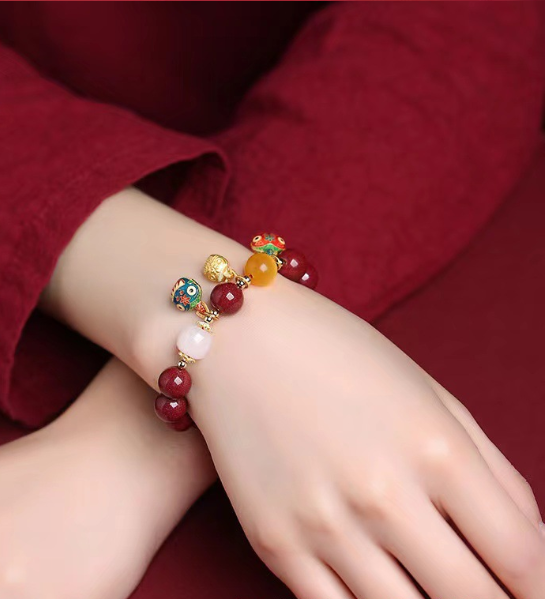 Cinnabar beaded bracelet