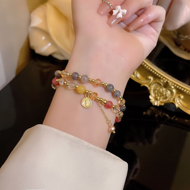 Double Layers Colorful Pearls Beaded Bracelet