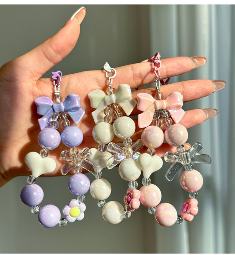 Candy fresh color-plated beaded keychain